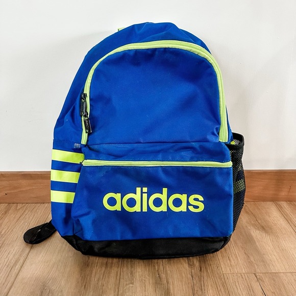 Adidas Backpack School Bag blue lime green - Picture 1 of 13